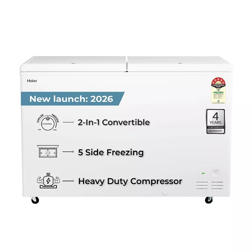 Haier Pristine Series 500 L Double Door Static Convertible Deep Freezer White, HFC-500DPW5