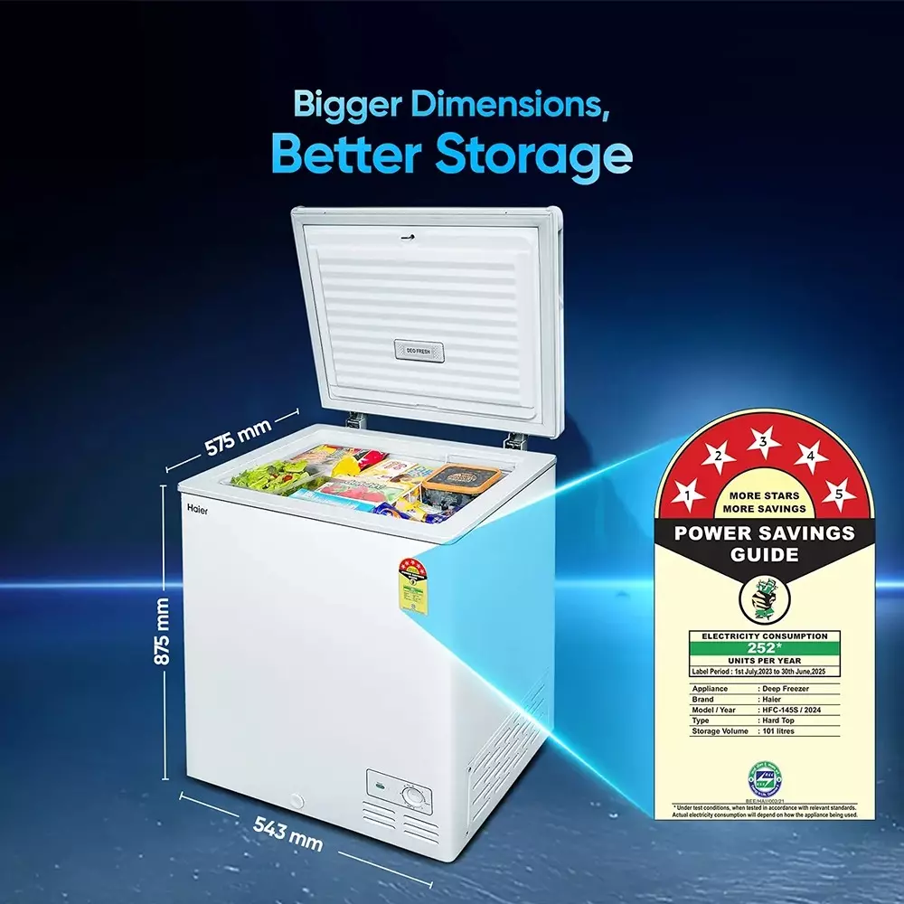 Haier Hard Top Chest Freezer/Cooler 145 L Capacity Single Door Convertible, HFC-145SM5