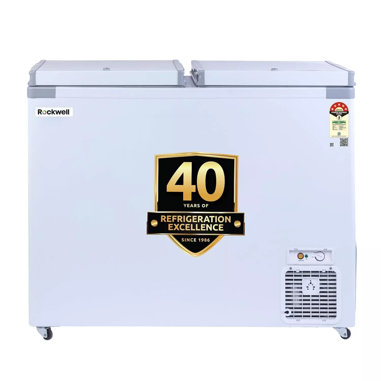 Rockwell Convertible Deep/Chest Freezer Cooler Double Door 308 L 5 Star White, OCF350DDU5S