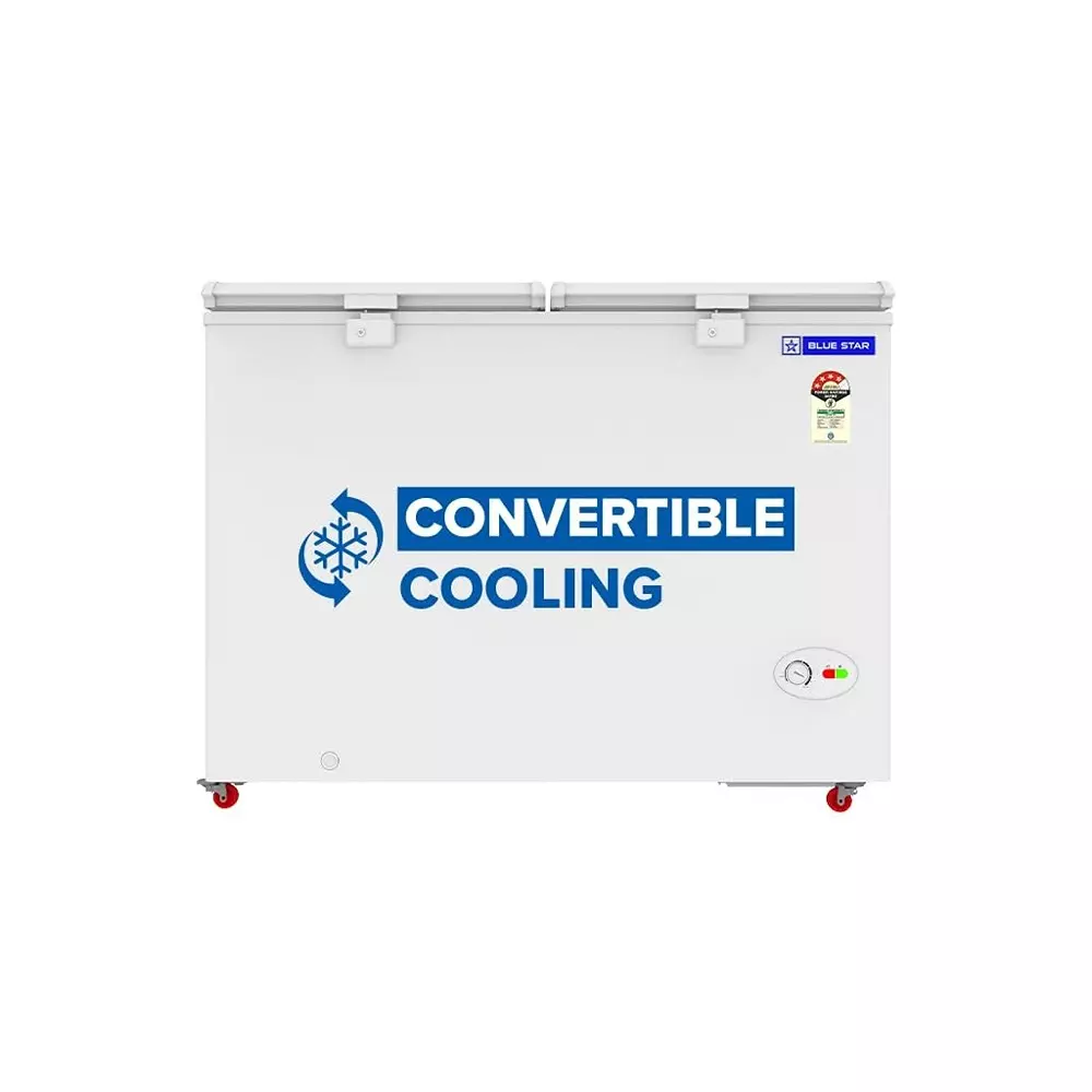 Blue Star Convertible Hard Top Deep Freezer Double Door White 310 L Capacity for Home, Hotel & Shops Use, HT4-N350