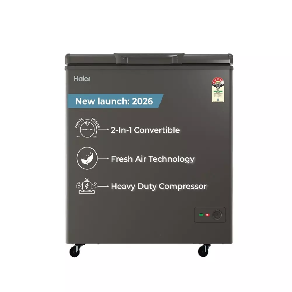 Haier Titanium Series 235 L Single Door Direct Cooling Convertible Deep Freezer Titanium Grey, HFC-235SET4