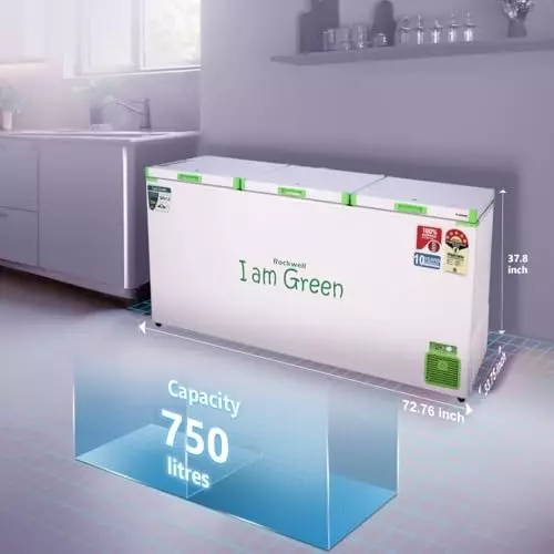 Rockwell 750 L Triple Door Convertible Green Deep Freezer White, GFR910UC