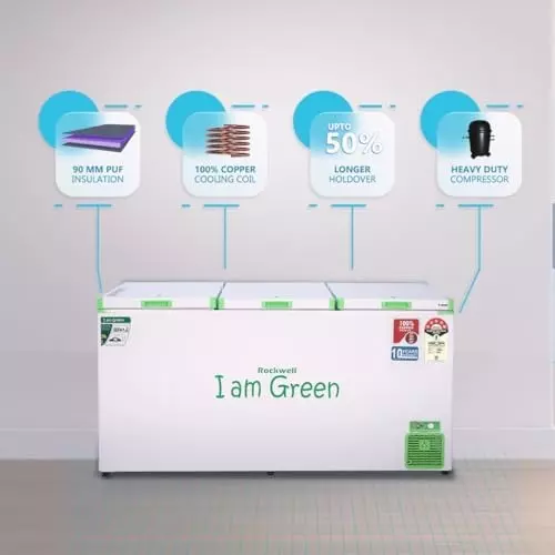 Rockwell 750 L Triple Door Convertible Green Deep Freezer White, GFR910UC