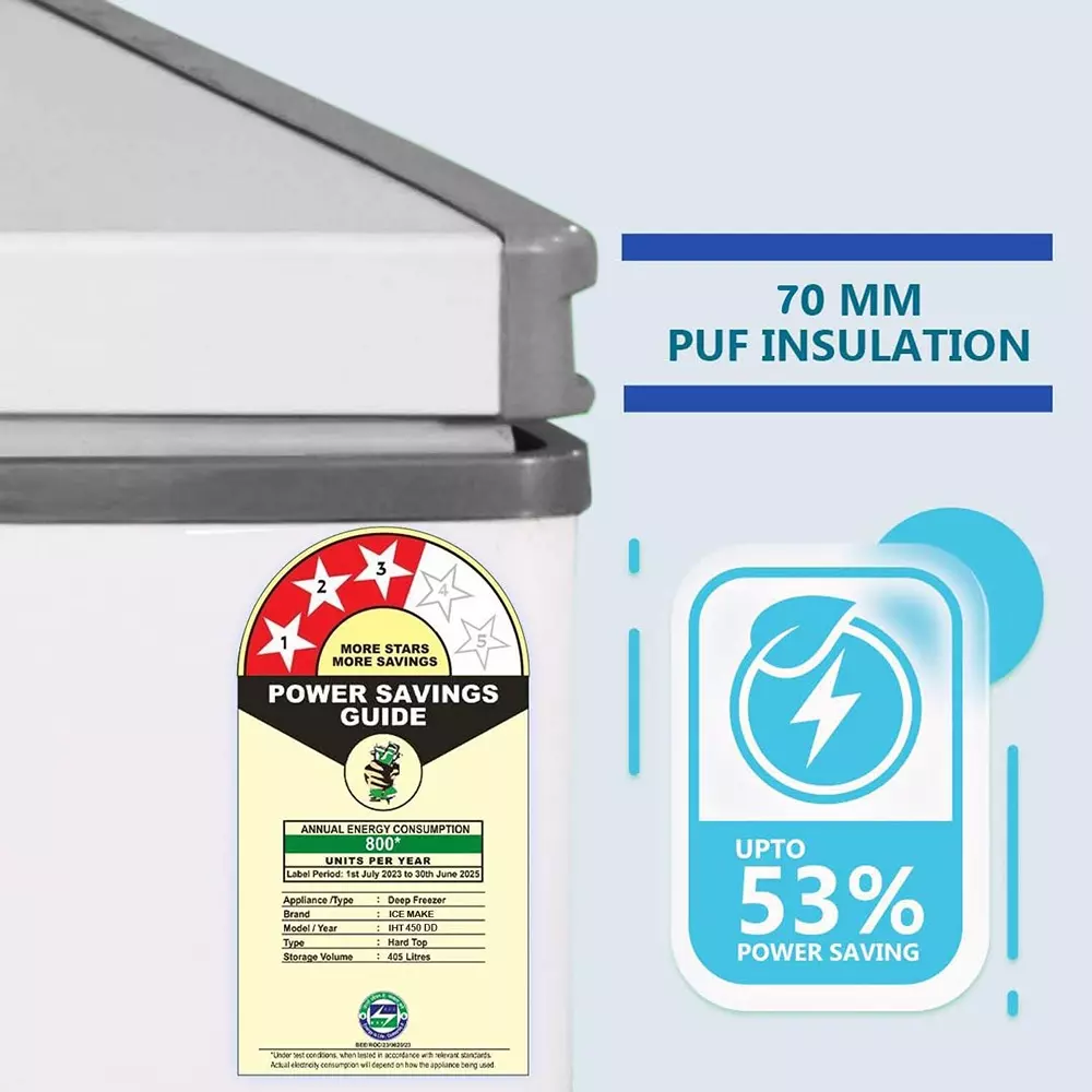 ICE MAKE Hard Top Deep Freezer 405 L Double Door Convertible, IHT450 DD