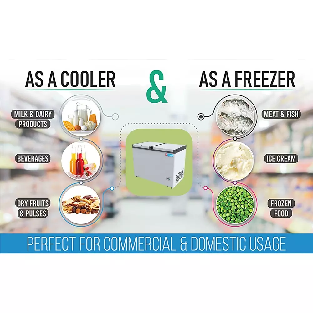 ICE MAKE Hard Top Deep Freezer 405 L Double Door Convertible, IHT450 DD