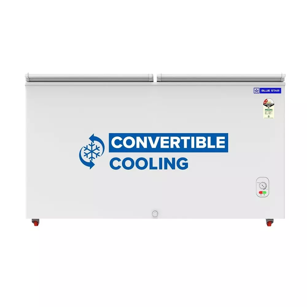 Blue Star Convertible Hard Top Deep Freezer Double Door White 401 L Capacity for Home, Hotel & Shops Use, HT2-M425