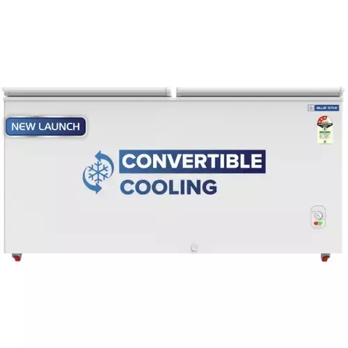 Blue Star Convertible Hard Top Deep Freezer Double Door White 484 L Capacity for Home, Hotel & Shops Use, HT3-M525