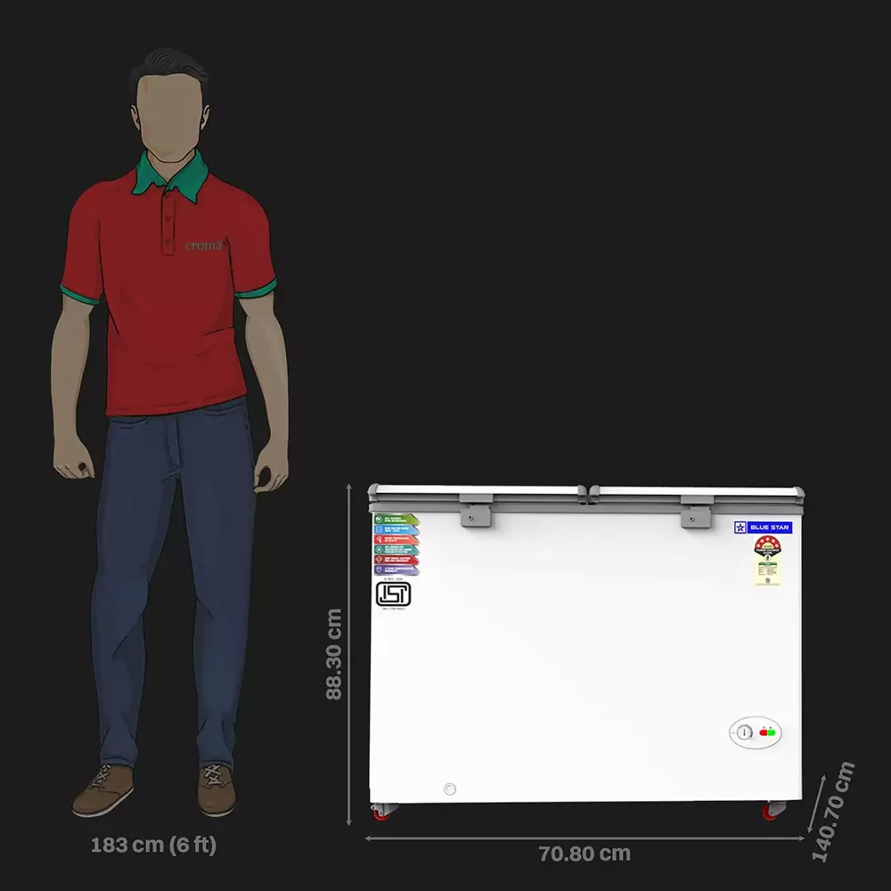 Blue Star 400 L Hard Top Deep Freezer Double Door Convertible Technology White Color with Stabilizer Free Operation, CF5460NEYW