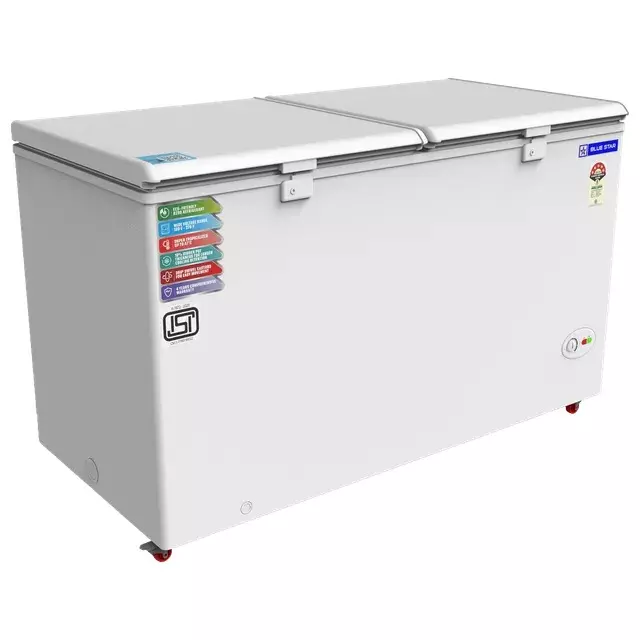 Blue Star 400 L Hard Top Deep Freezer Double Door Convertible Technology White Color with Stabilizer Free Operation, CF5460NEYW