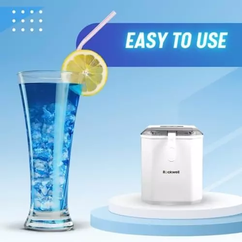 Rockwell Portable Ice Cube Maker Machine 1500 W White 9 Bullet Ice Cubes in 8 -10 Min, IM12WP