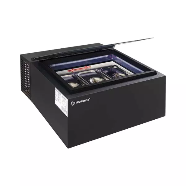 Trufrost Desktop Flat Glass Ice Cream Scooping Display 40 L Capacity R 134a Refrigerant, DTF-3 Black
