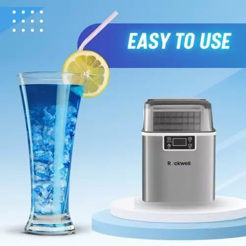 Rockwell Portable Ice Cube Maker Machine Silver 24 Cubes in 20 Mins, RICM22