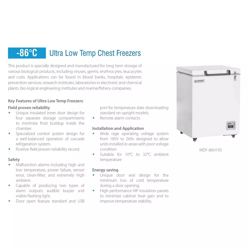 trufrost-105-l-capacity-ultra-low-temperature-chest-freezer-with-455-w-power-and-40c-to-86c-temperature-range-mdf-86h105