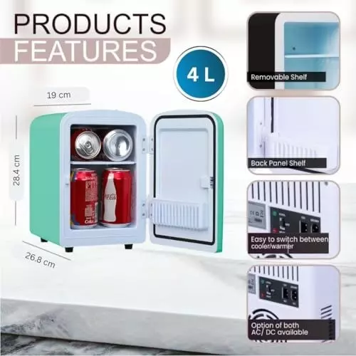 Rockwell 4 L Portable Mini Fridge and Warmer 220 V Green, RMF4G