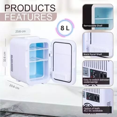 Rockwell 8 L Retro Portable Mini Fridge and Warmer 220 V Blue, RMF8B