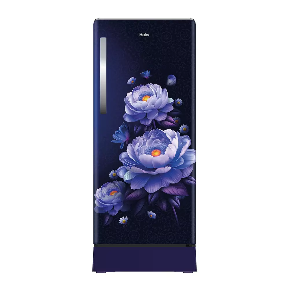 Haier 190 L Direct Cool Single Door Refrigerator with Base Drawer 4 Star Marine Blossom, HRD-2114PMBA-N