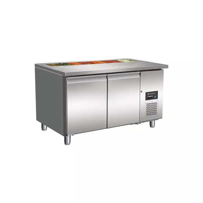Trufrost Undercounter Prep Table with space Double Door R290 Refrigerant 1360x700x810 mm Grey, GN 2100 Coldpan