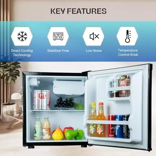 Rockwell 45 L Direct Cooling Portable Mini Fridge Black, MB49BL