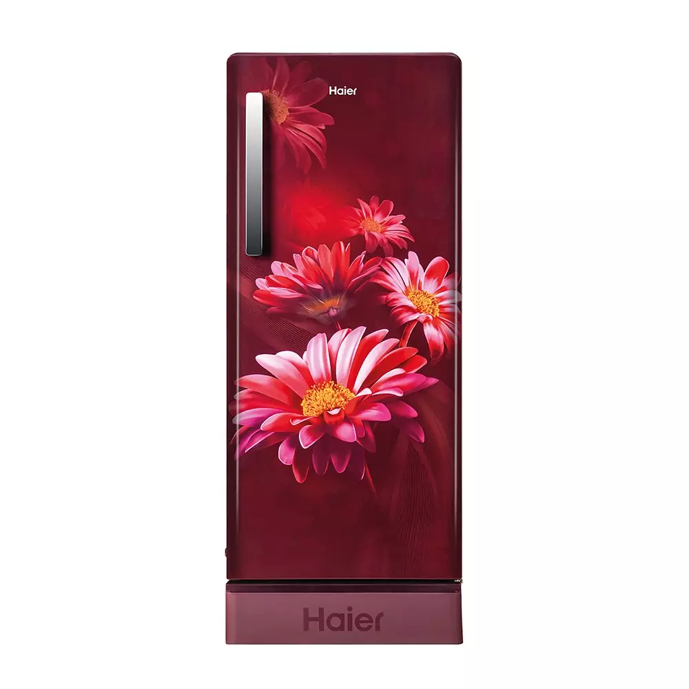 Haier 190 L Direct Cool Single Door Refrigerator with Base Drawer 5 Star Red Hilton, HRD-2115PRHA-N
