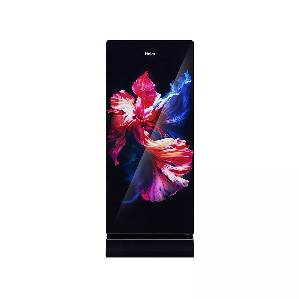 Haier 190 L Direct Cool Single Door Refrigerator with Base Drawer 3 Star Wave Glass, HRD-2113PWGA-N