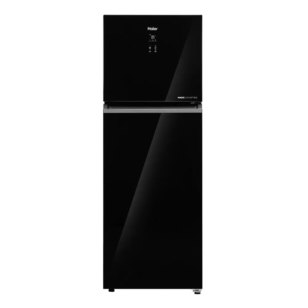 Haier 358 L Double Door Frost Free Top Mount Refrigerator 2 Star Black Glass, HRF-4082PLKGA-P