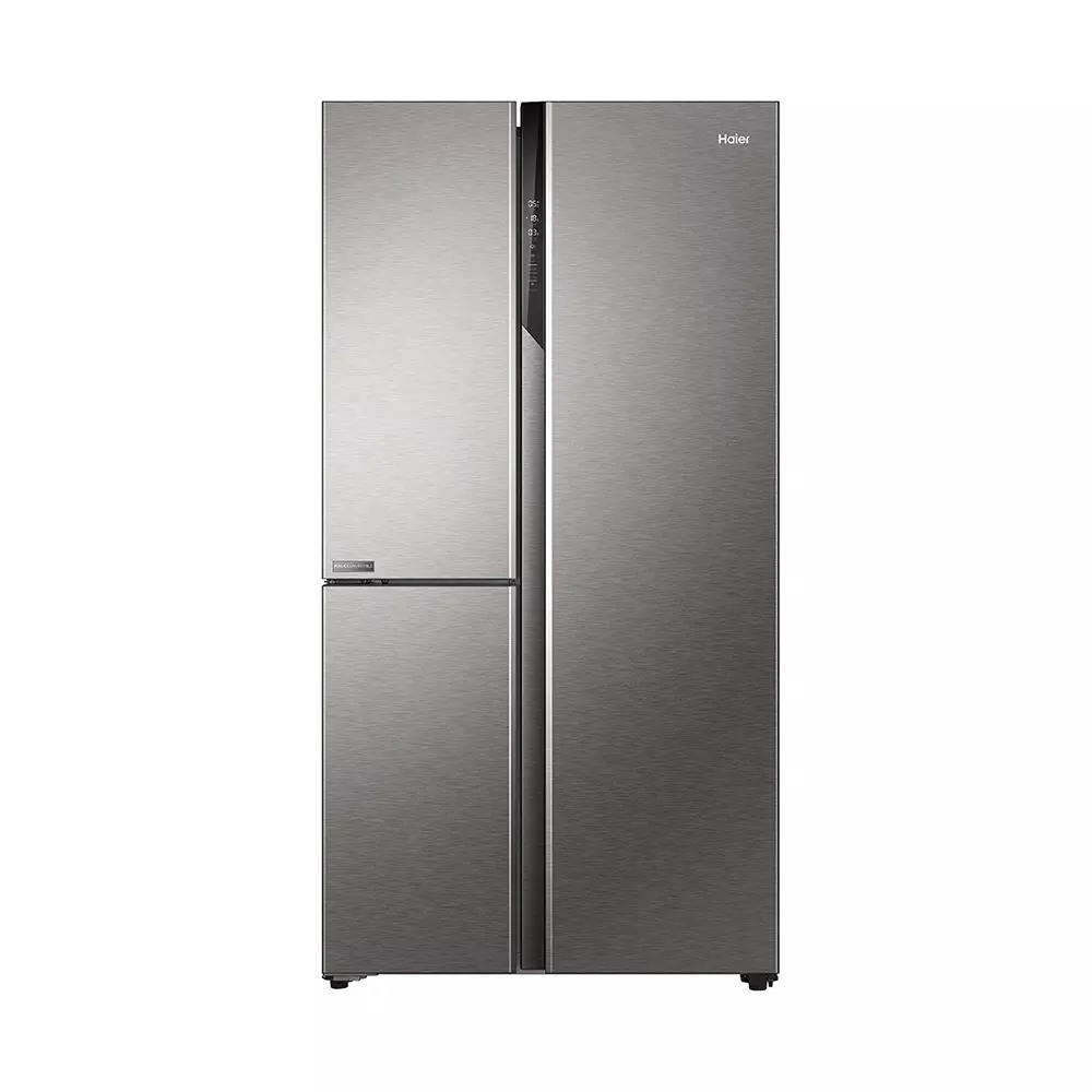 Haier 598 L 3 Door Side by Side Frost Free Refrigerator 3 Star Inox Steel, HRT-683ISU1
