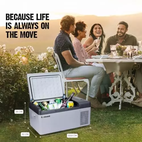 Rockwell 15.3 L Portable Car Fridge/Cooler for Outdoor, Camping, Picnics, Adventure, Parties, RMC15S