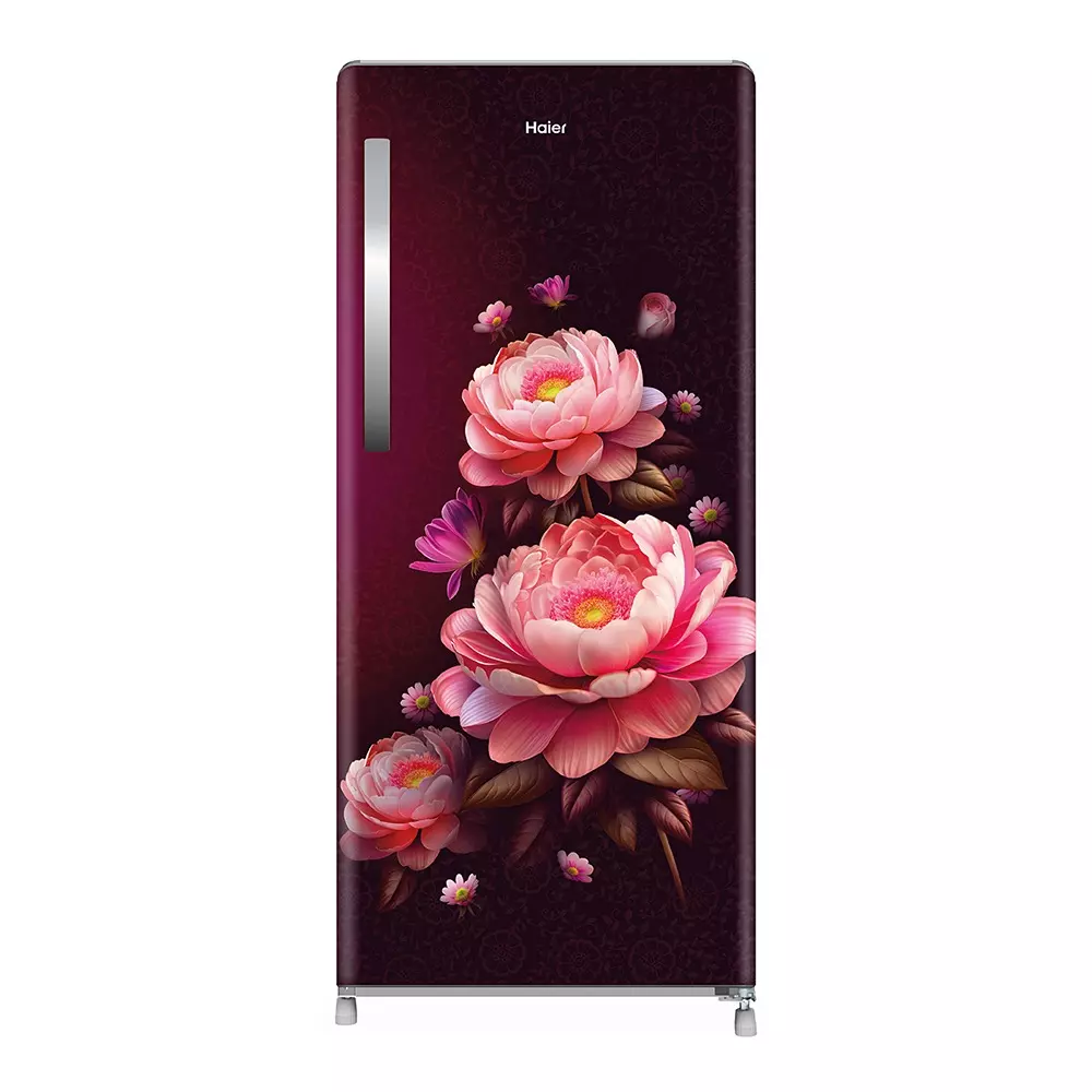 Haier 190 L Direct Cool Single Door Refrigerator 3 Star Red Blossom, HRD-2113CRBA-N