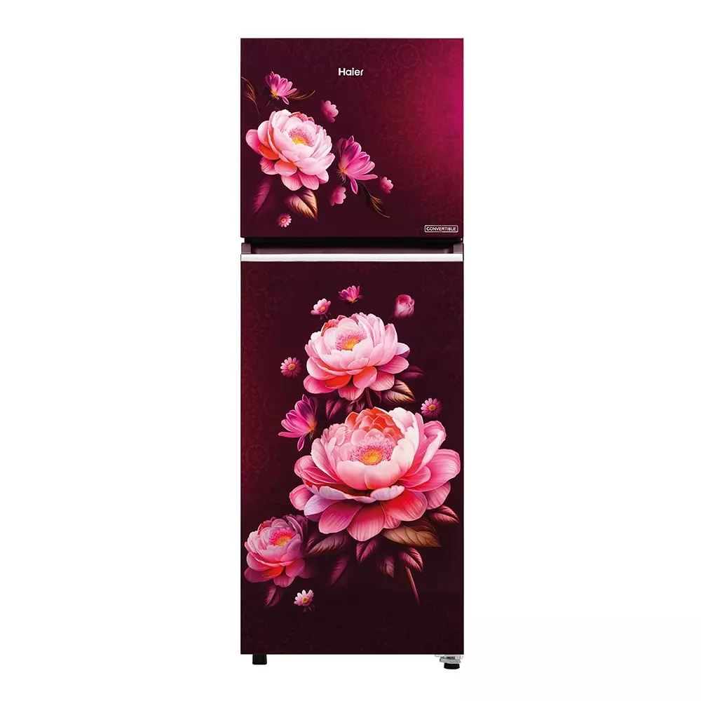 Haier 240 L Double Door Frost Free Top Mount Refrigerator 2 Star Red Blossom, HRF-2902ICRBA-P