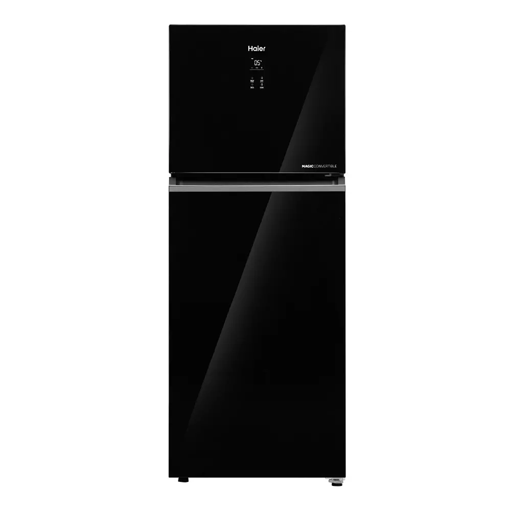 Haier 328 L Double Door Frost Free Top Mount Refrigerator 2 Star Black Glass, HRF-3782PLKGA-P