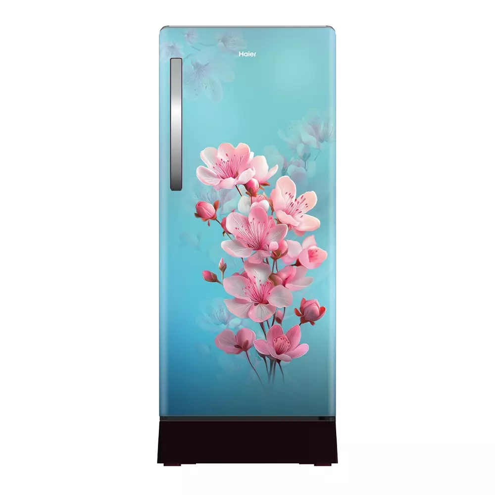 Haier 190 L Direct Cool Single Door Refrigerator with Base Drawer 2 Star Teal Sienna (Cherry Blossom), HRD-2112PTSA-N