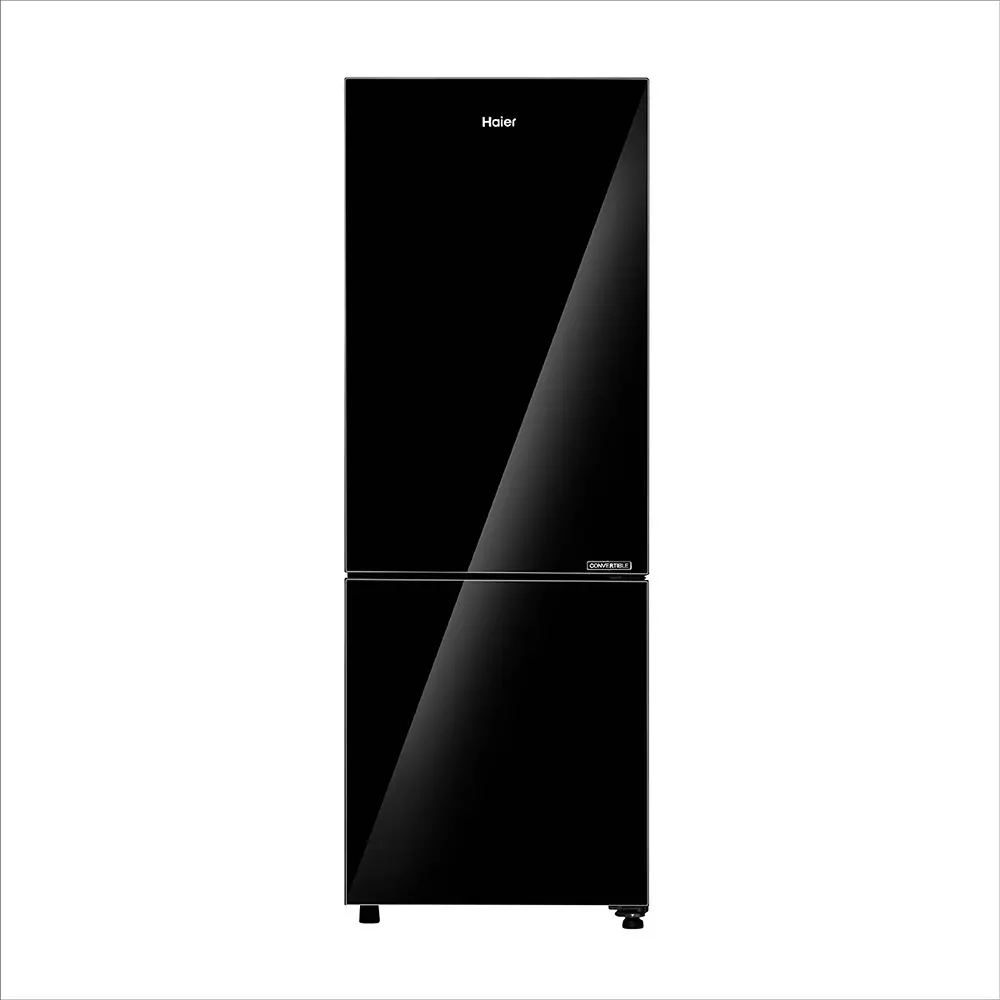 Haier 265 L Double Door Frost Free Bottom Mount Refrigerator 2 Star Black Glass, HRB-3152PKGA-P