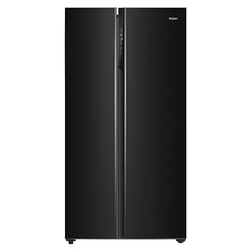 Haier 602 L Dual Door Side by Side Frost Free Refrigerator 3 Star Black Glass, HRS-682KGU1