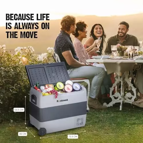 Rockwell 56.5 L Car Fridge/Cooler for Outdoor, Camping, Picnics, Adventure, Parties, RMC60D