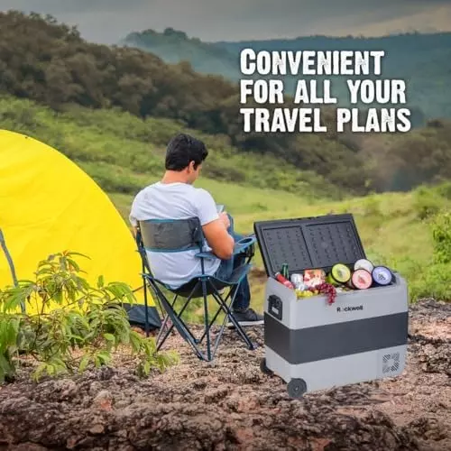 Rockwell 56.5 L Car Fridge/Cooler for Outdoor, Camping, Picnics, Adventure, Parties, RMC60D