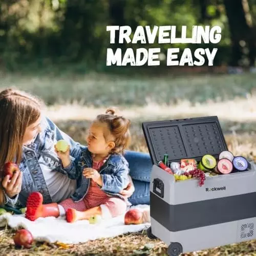 Rockwell 56.5 L Car Fridge/Cooler for Outdoor, Camping, Picnics, Adventure, Parties, RMC60D