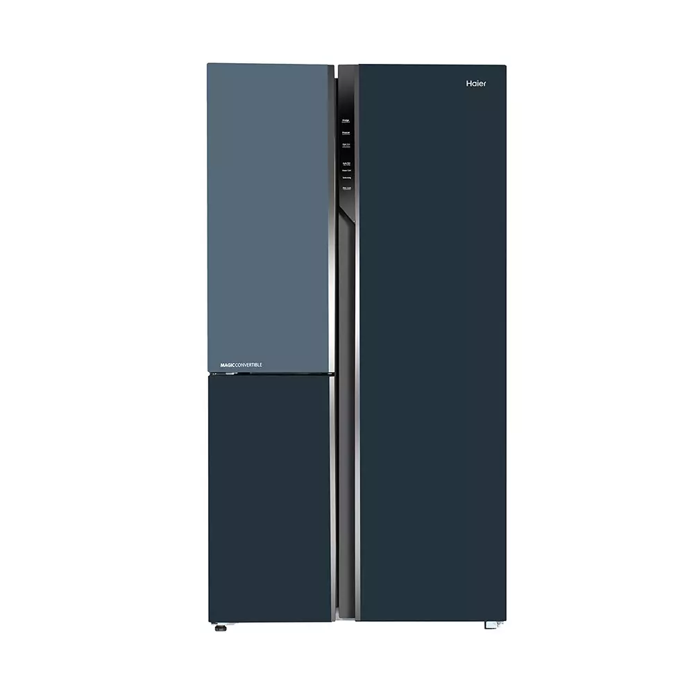 Haier 598 L 3 Door Side by Side Magic Cooling Refrigerator 3 Star Grey Onyx Glass, HRT-683GOGU1