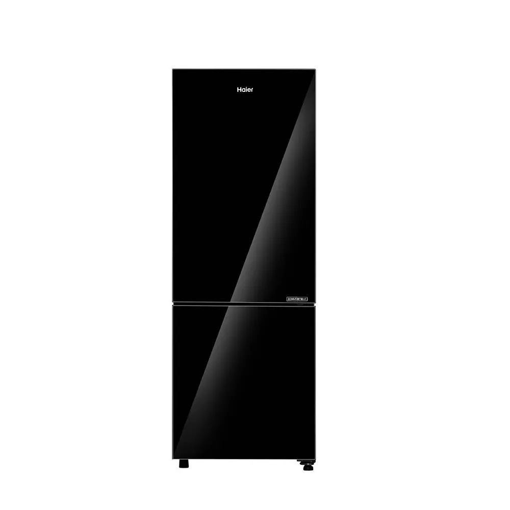 Haier 237 L Double Door Frost Free Bottom Mount Refrigerator 2 Star Black Glass, HRB-2872PKG-P