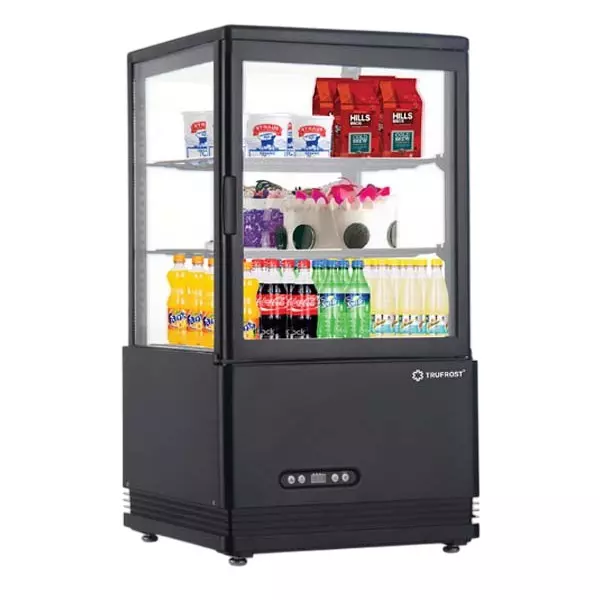 Trufrost Desk Top Tall Display Refrigerator 58 L Capacity R 134a Refrigerant, Baby Tower - Black