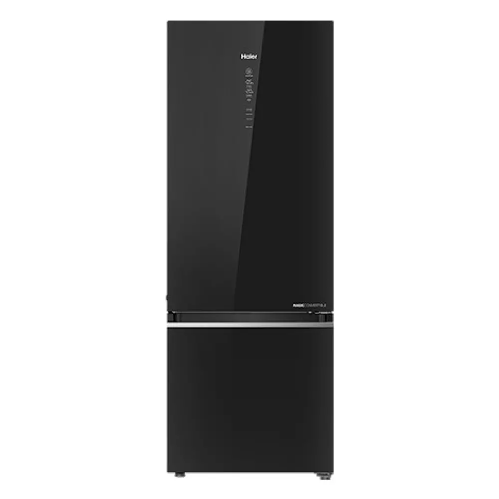 Haier 355 L Double Door Frost Free Bottom Mount Refrigerator 2 Star Black Glass, HRB-4052PKGA-P