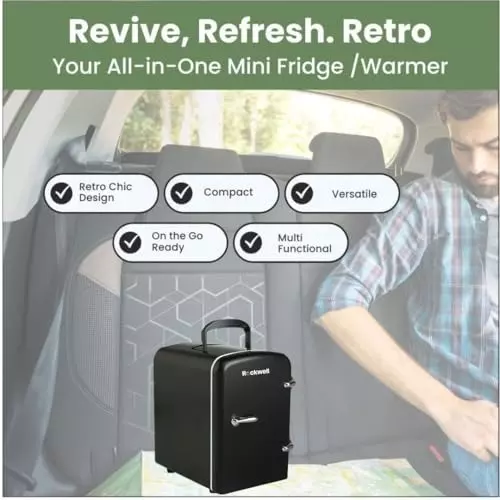 Rockwell 4 L Portable Mini Fridge and Warmer 220 V Black, RMF4BL