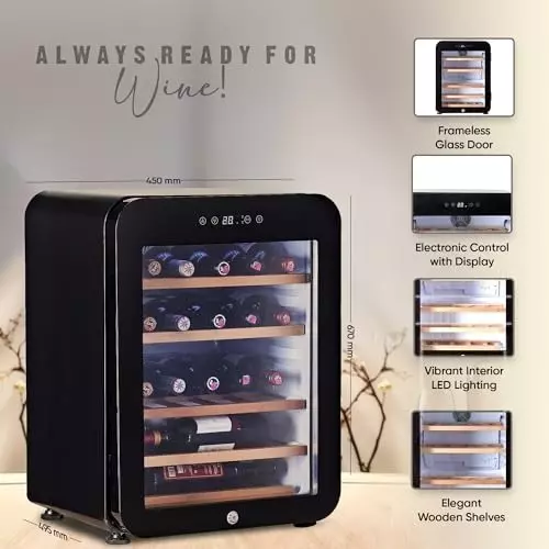 Rockwell 65 L Single Door Digital Temperature Control Fridge Black, RWNS23