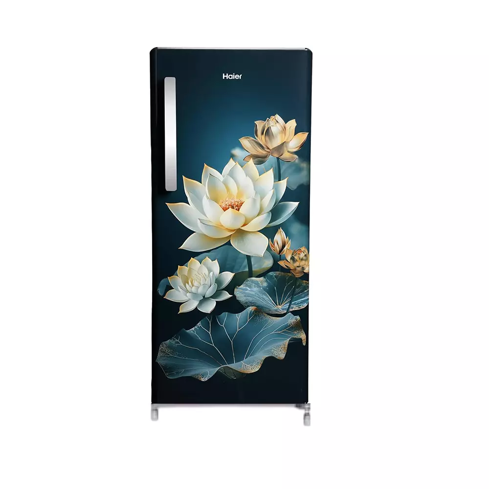 Haier 190 L Direct Cool Single Door Refrigerator 3 Star Green Camellia (Lotus), HRD-2113CGCA-N