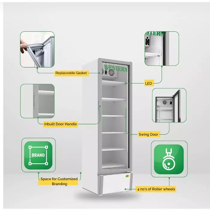 WESTERN Vertical Freezer 405 L Single Door with 6 Sleeves, SRC501HCFGL/SRC501HCH