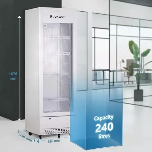 ROCKWELL 240 L Single Door Glass Visi Cooler, RVC320A
