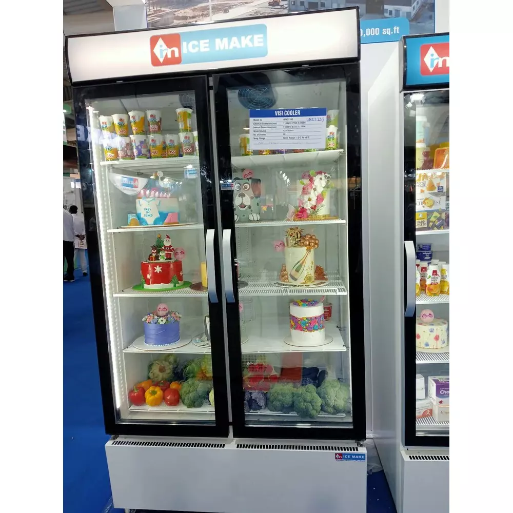 ICE MAKE Vertical Freezer 1100 L Double Door 10 Shelves Grey, IMVC1100
