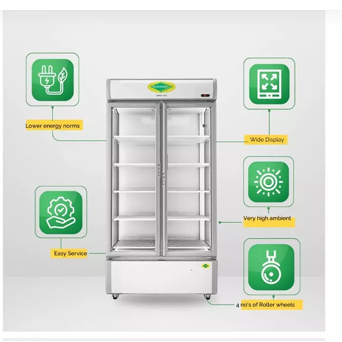 WESTERN Vertical Freezer 807 L Double Door with 10 Sleeves, SRC950HCT-GL