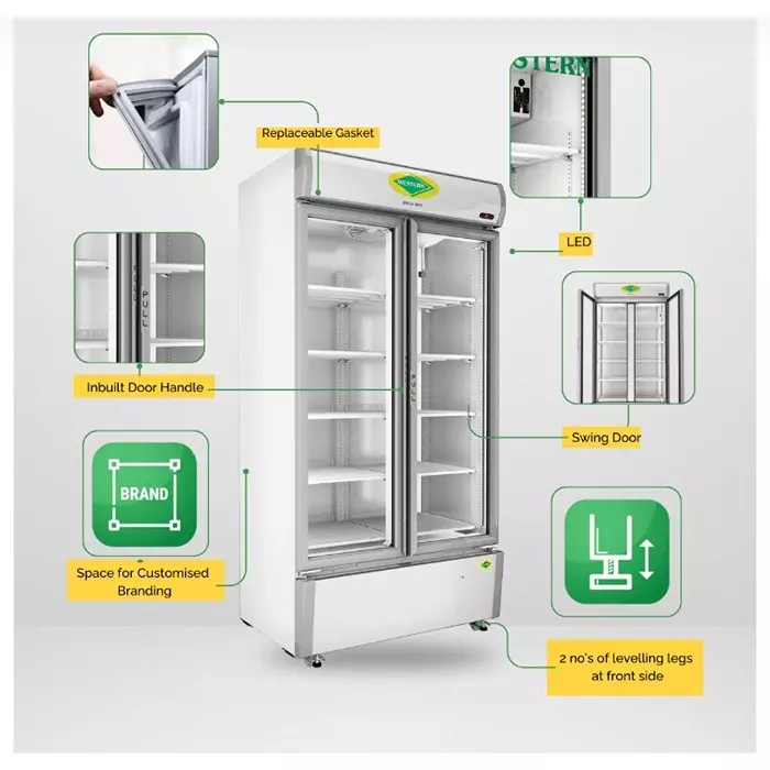 WESTERN Vertical Freezer 807 L Double Door with 10 Sleeves, SRC950HCT-GL