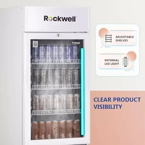 Rockwell 170 L Single Door Visi Cooler 3 Sturdy Metal Shelves White, RVC200A