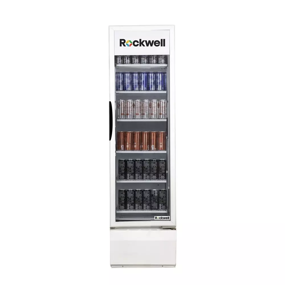 Rockwell Visi Cooler 453 L Single Glass Door 6 Shelves with LED Lighting & Auto-Defogging, RVC550
